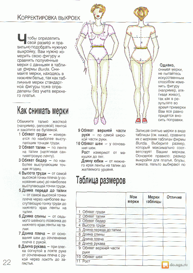 5. Снятие мерок - Азбука шитья - Всё о шитье Снимаем правильно мерки для построения выкройки плечевых и поясных изделий